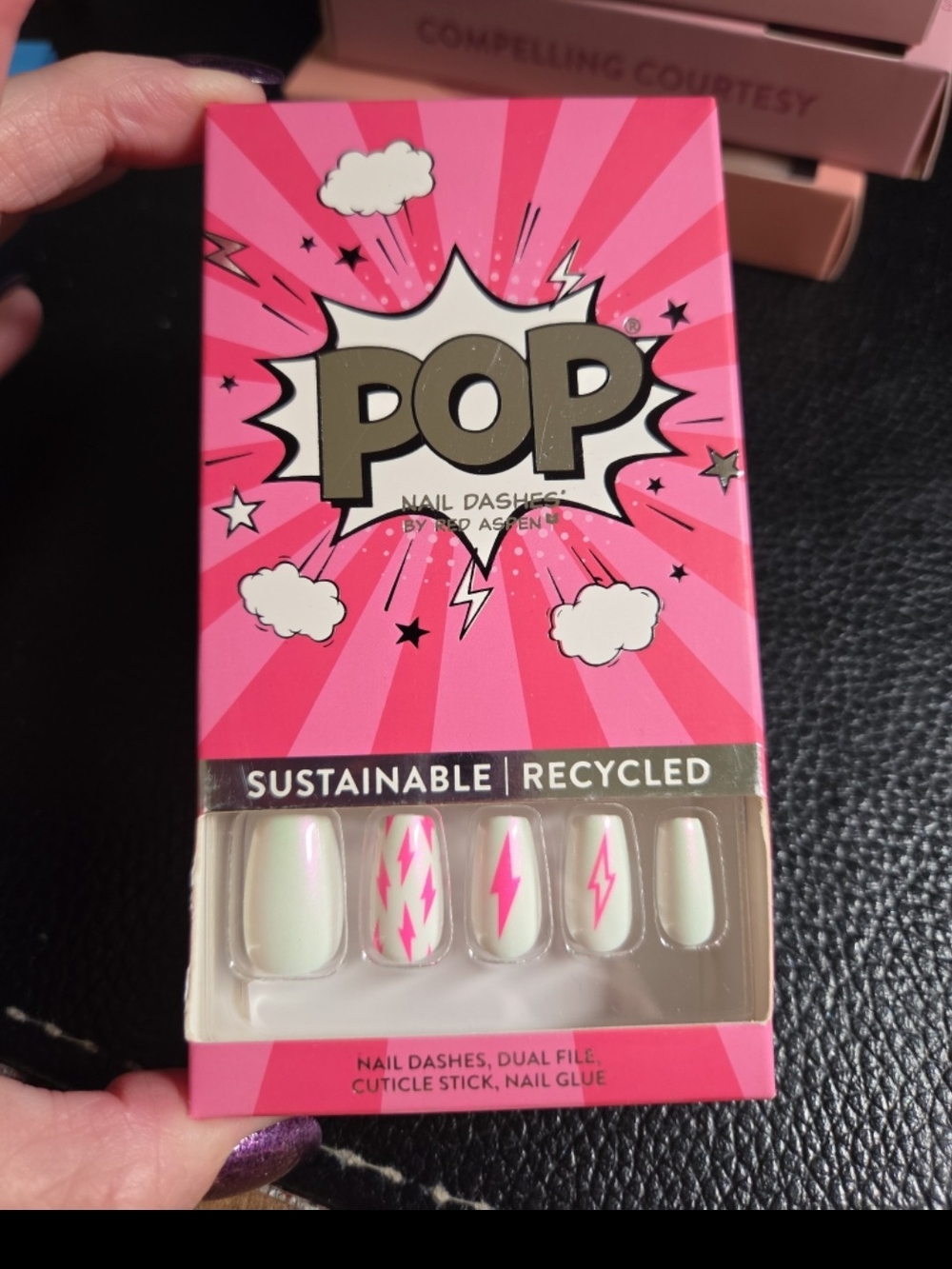 Red Aspen Kaboom, Selina! Press-On Nails — nail dashes medium coffin